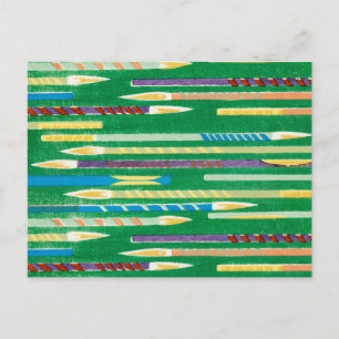 Carte Postale Pinceau Japonais Tissu de coupe