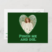 Carte Postale Pinch Me and Die Funny St. Patricks Day Design (Devant / Derrière)