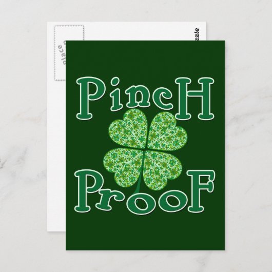 Carte Postale PINCH PROOF avec T-shirt irlandais Shamrock (Devant / Derrière)
