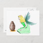 Carte Postale Pine Arbre Fée avec cône de pin (Devant / Derrière)