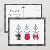 Carte Postale Pine Arbre Noir Rouge Vacances Pays Planté (Devant / Derrière)