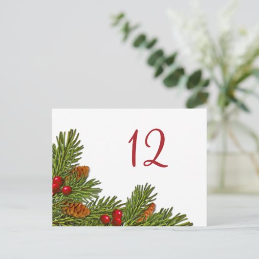 Carte Postale Pine Branches Noël Table Card (Debout devant)