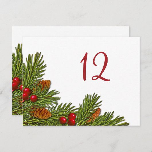 Carte Postale Pine Branches Noël Table Card (Devant / Derrière)