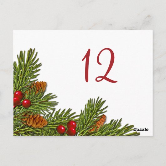 Carte Postale Pine Branches Noël Table Card (Dos)