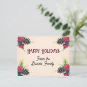 Carte Postale Pine cône vintage et baies Noël (Debout devant)