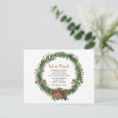 Carte Postale Pine cône Wreath We've Moved Holiday Faire-part (Debout devant)