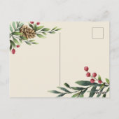 Carte Postale Pine Cones & Berries | Rustic Wood Photo de Noël (Dos)