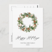 Carte Postale Pine Cones Fir Wreath Joyeux Noël (Devant / Derrière)