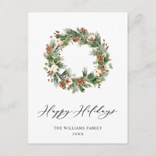 Carte Postale Pine Cones Fir Wreath Joyeux Noël