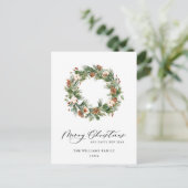 Carte Postale Pine Cones Fir Wreath Joyeux Noël (Debout devant)