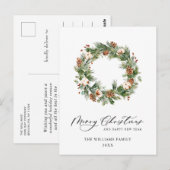 Carte Postale Pine Cones Fir Wreath Joyeux Noël (Devant / Derrière)