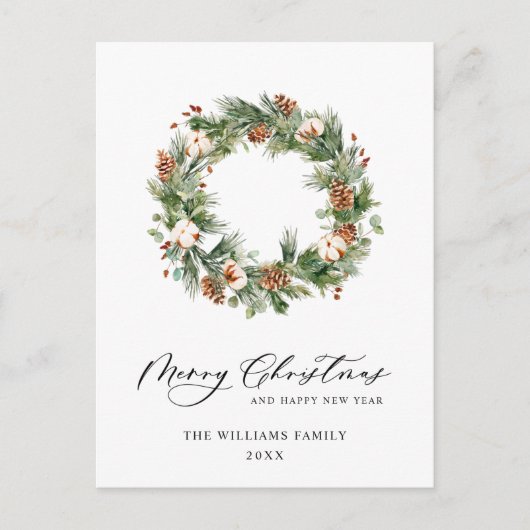 Carte Postale Pine Cones Fir Wreath Joyeux Noël (Devant)