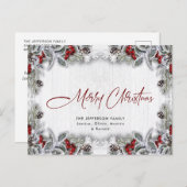 Carte Postale Pine Cones hiver Berry Noël voeux (Devant / Derrière)