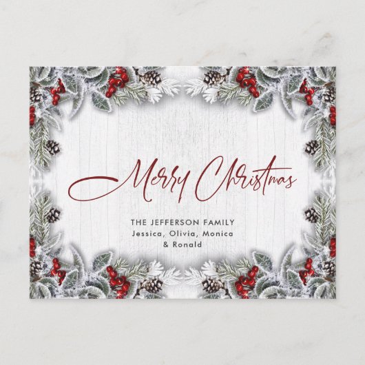 Carte Postale Pine Cones hiver Berry Noël voeux (Devant)