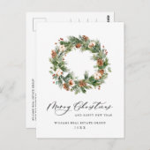 Carte Postale Pine Cones Noël Salutation Entreprise Fête (Devant / Derrière)