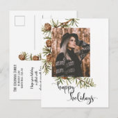 Carte Postale Pine d'hiver joyeuses vacances Calligraphie | Phot (Devant / Derrière)