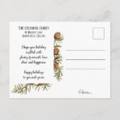 Carte Postale Pine d'hiver joyeuses vacances Calligraphie | Phot (Dos)