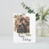 Carte Postale Pine d'hiver joyeuses vacances Calligraphie | Phot (Debout devant)