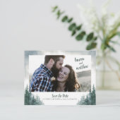 Carte Postale Pine Tree Mariage rustique Enregistrer la Date ave (Debout devant)