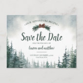 Carte Postale Pine Tree Mariage rustique Enregistrer La Date Car (Devant)