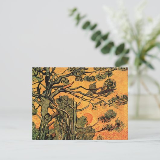 Carte Postale Pine Trees Red Sky Setting Soleil par Vincent van  (Debout devant)