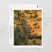 Carte Postale Pine Trees Red Sky Sunset Van Gogh Art (Devant / Derrière)