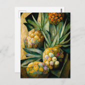 Carte Postale Pineapple fruit dans abstract modern painting. (Devant / Derrière)