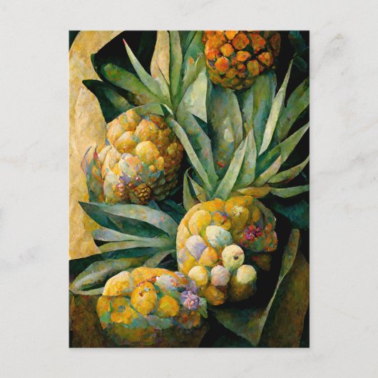Carte Postale Pineapple fruit dans abstract modern painting. (Devant)