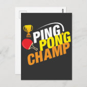 Carte Postale Ping Pong Champ Tennis (Devant / Derrière)
