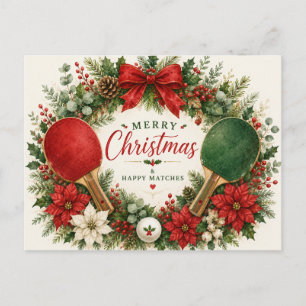 Carte Postale Ping pong sur le thème de Noël