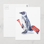 Carte Postale Pingouin africain avec valise (Devant / Derrière)