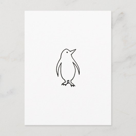 Carte Postale Pingouin - amusant simple trait d'encre fraîche de (Devant)