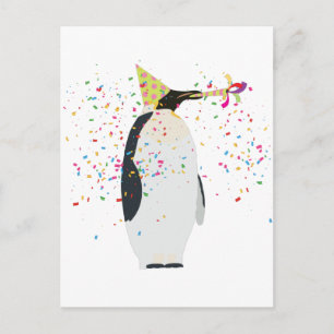 Carte Postale Pingouin - Animaux ayant une fête