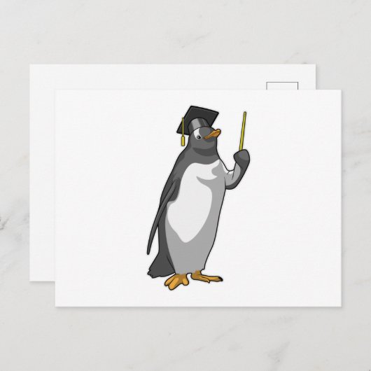 Carte Postale Pingouin as Teacher with Pointer (Devant / Derrière)