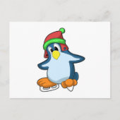 Carte Postale Pingouin at Ice skating with Ice skates (Devant)