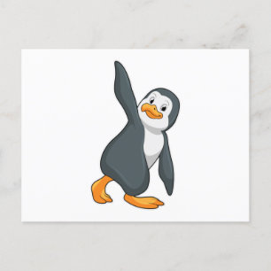 Carte Postale Pingouin au Yoga Exercice d'étirement