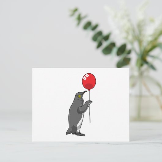 Carte Postale Pingouin avec ballon (Debout devant)
