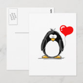 Carte Postale Pingouin avec ballon cardiaque (Devant / Derrière)