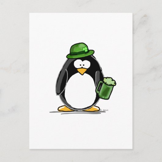 Carte Postale Pingouin avec bière verte (Devant)