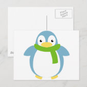 Carte Postale Pingouin coloré mignon en Écarf (Devant / Derrière)