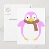 Carte Postale Pingouin coloré mignon en Écarf (Devant / Derrière)