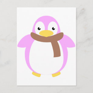 Carte Postale Pingouin coloré mignon en Écarf