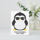 Carte Postale Pingouin cool texte personnalisé (Debout devant)