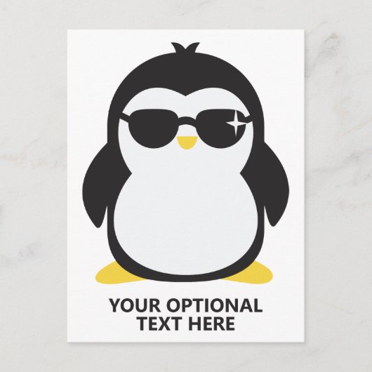 Carte Postale Pingouin cool texte personnalisé (Devant)