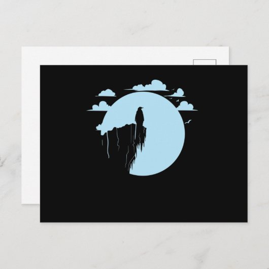 Carte Postale Pingouin dans le clair de lune (Devant / Derrière)