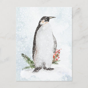 Carte Postale Pingouin Dans Une Scène D'Hiver De Neige Icy