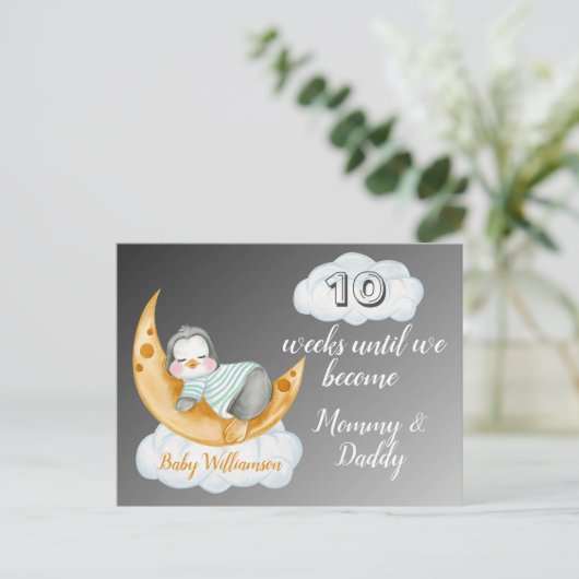 Carte Postale Pingouin de compte pour bébé (Debout devant)