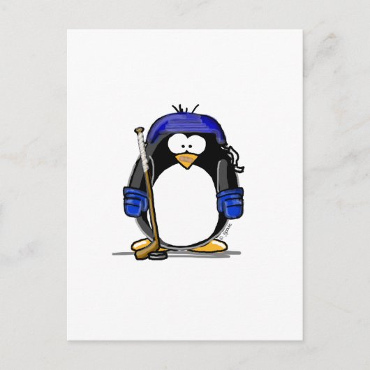 Carte Postale Pingouin de hockey (Devant)