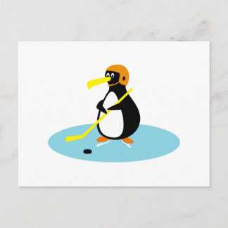 Carte Postale pingouin de hockey sur glace mignon