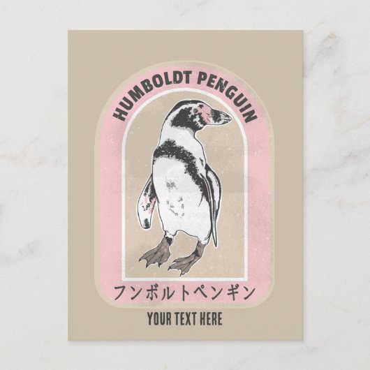 Carte Postale Pingouin de Humbolt écriture japonaise (Devant)